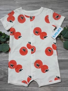 Carter's Tomato-Print Short Sleeve Baby Romper